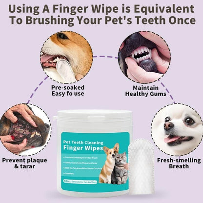 Pet Teeth Cleaning Wipes . One Wipe to a Brighter Bite.