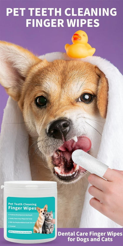Pet Teeth Cleaning Wipes . One Wipe to a Brighter Bite.